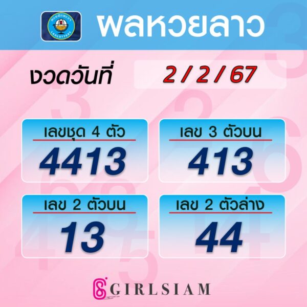 ผลหวยลาว 2/2/67