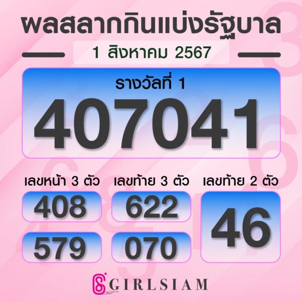 ผลหวยไทย 1/8/67
