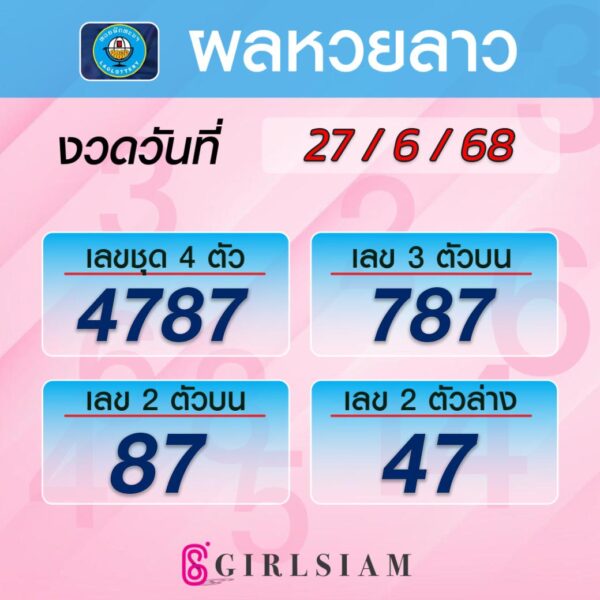 ผลหวยลาว 27/6/68