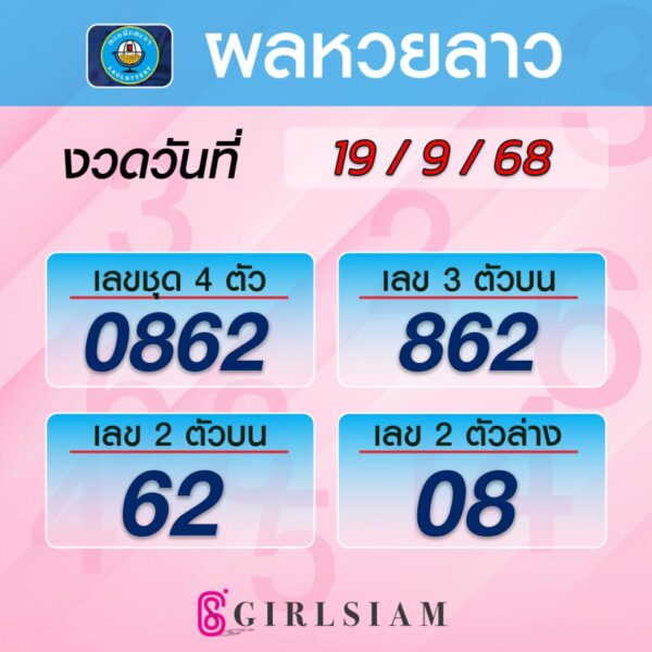 ผลหวยลาว 19/9/68
